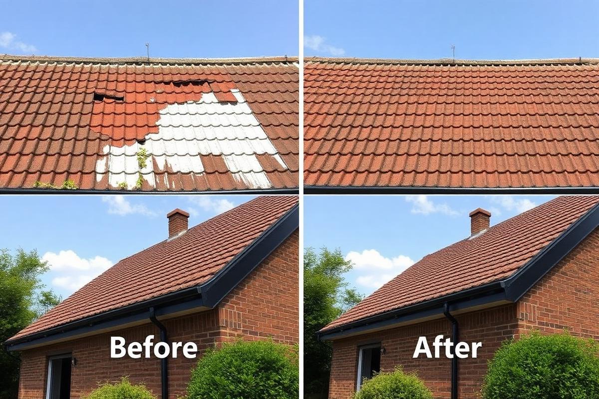 Voor en na dakreparatie